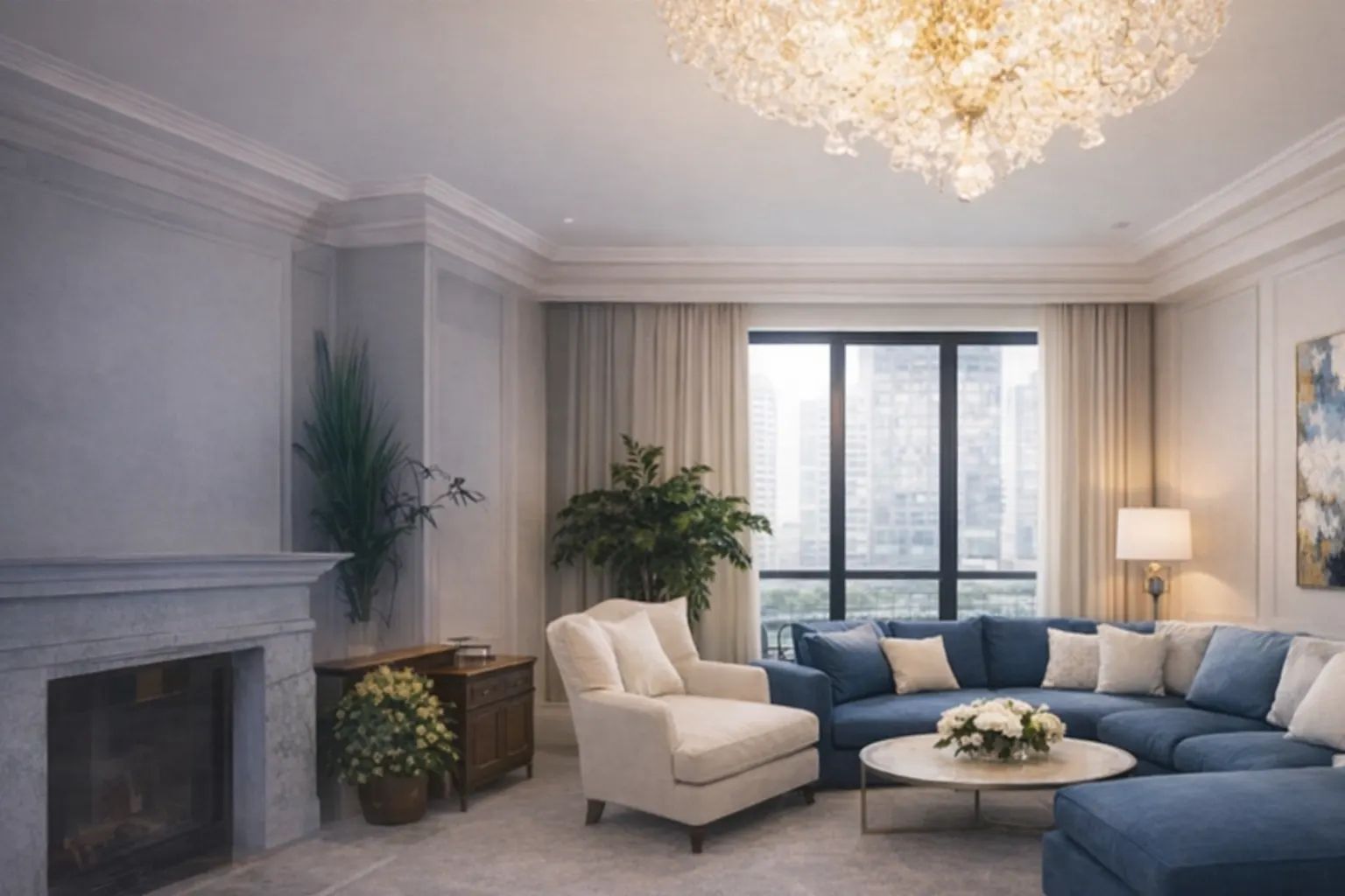 Luxury living room professionally cleaned in Oklahoma City